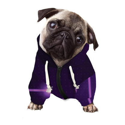 Purple Heartbeat Print Dog Zip Up Hoodie
