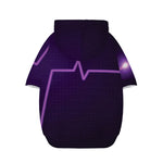 Purple Heartbeat Print Dog Zip Up Hoodie
