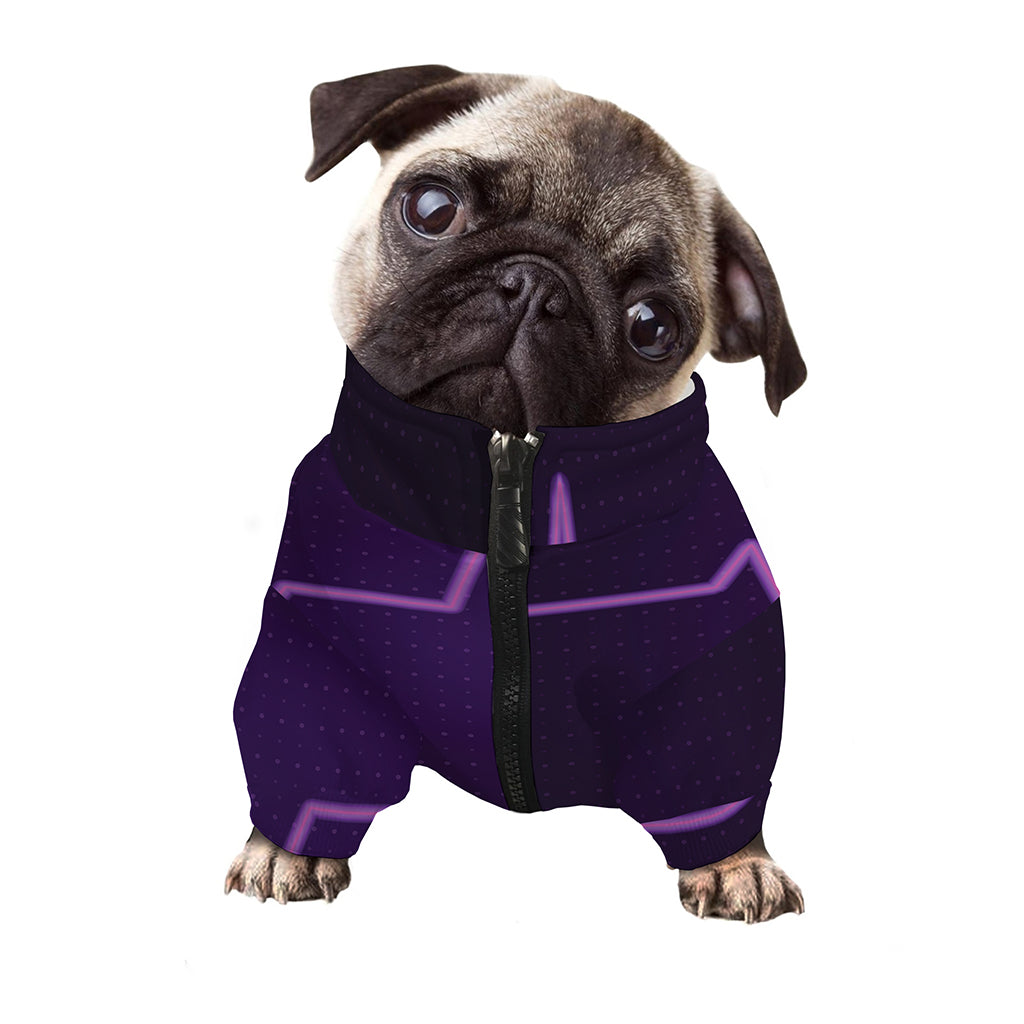 Purple Heartbeat Print Dog Zip Up Jacket