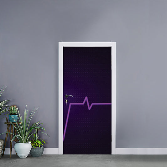Purple Heartbeat Print Door Sticker