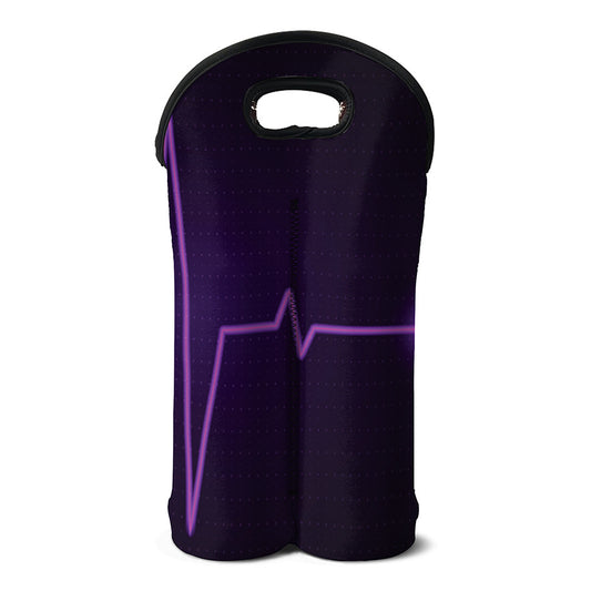 Purple Heartbeat Print Double Neoprene Wine Tote
