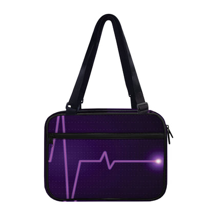 Purple Heartbeat Print Double Strap Bible Bag