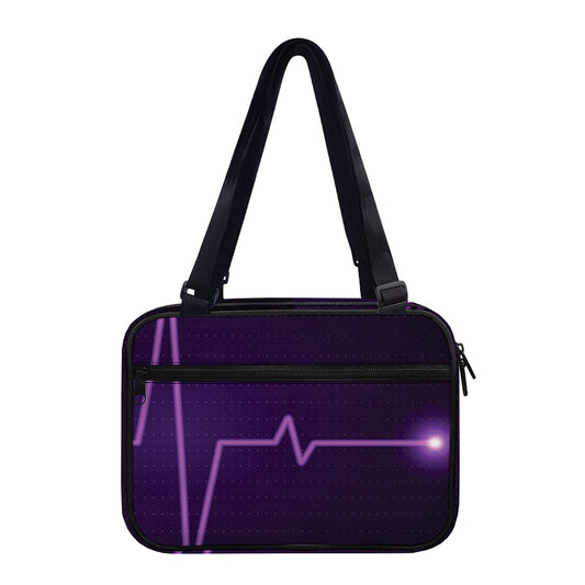 Purple Heartbeat Print Double Strap Bible Bag