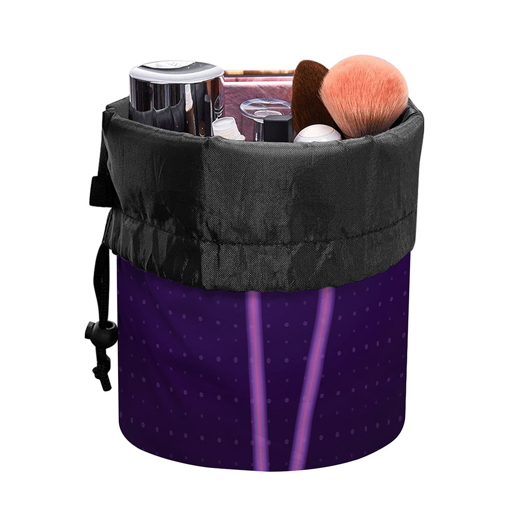 Purple Heartbeat Print Drawstring Makeup Bag