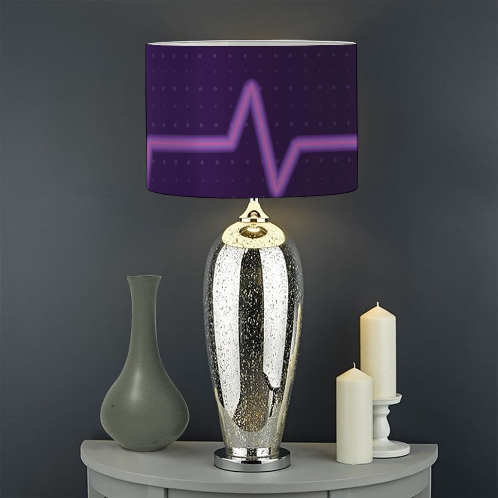 Purple Heartbeat Print Drum Lamp Shade