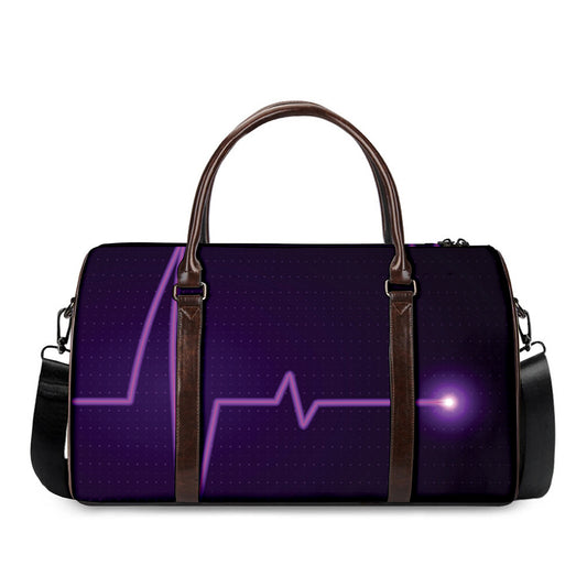 Purple Heartbeat Print Duffle Bag