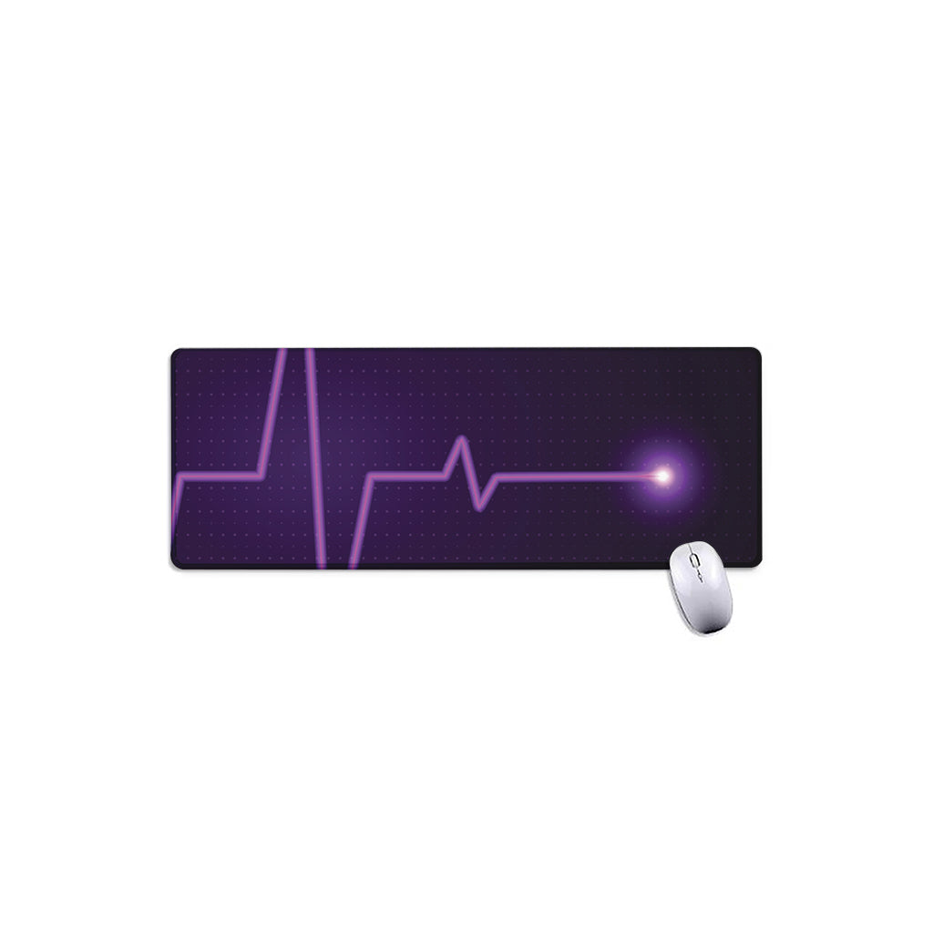 Purple Heartbeat Print Extended Mouse Pad