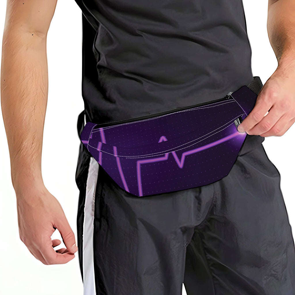 Purple Heartbeat Print Fanny Pack
