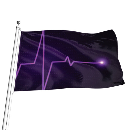 Purple Heartbeat Print Flag