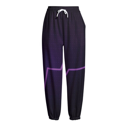 Purple Heartbeat Print Fleece Lined Knit Pants