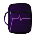 Purple Heartbeat Print Front Pocket Bible Bag