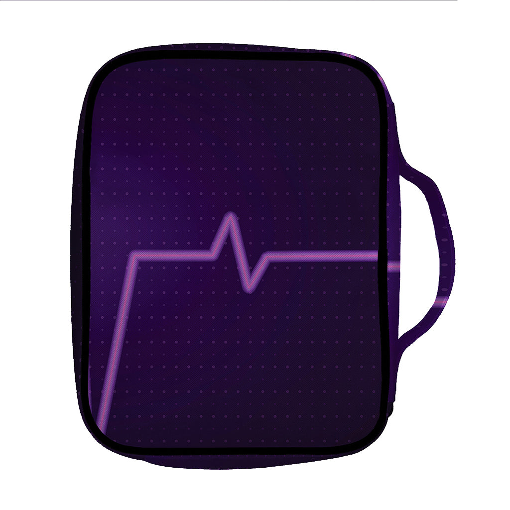 Purple Heartbeat Print Front Pocket Bible Bag