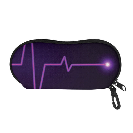 Purple Heartbeat Print Glasses Case