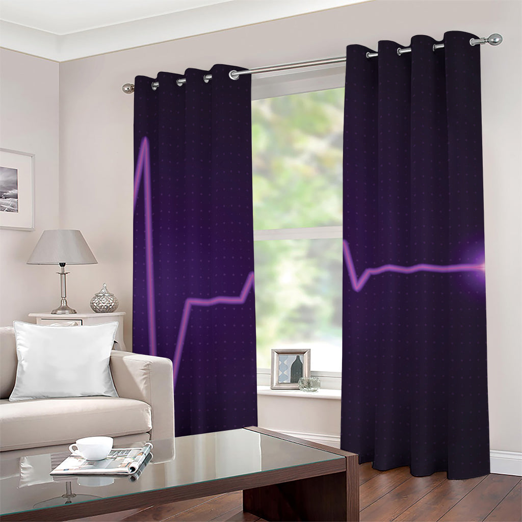 Purple Heartbeat Print Grommet Curtains