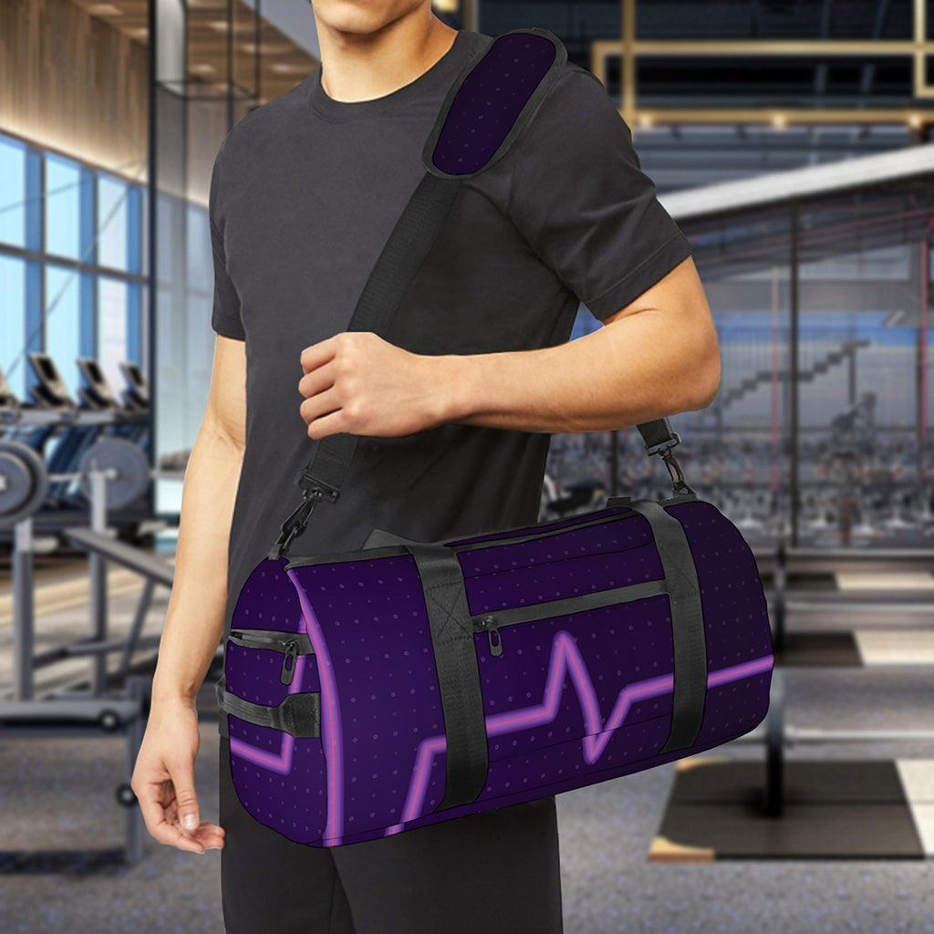Purple Heartbeat Print Gym Bag