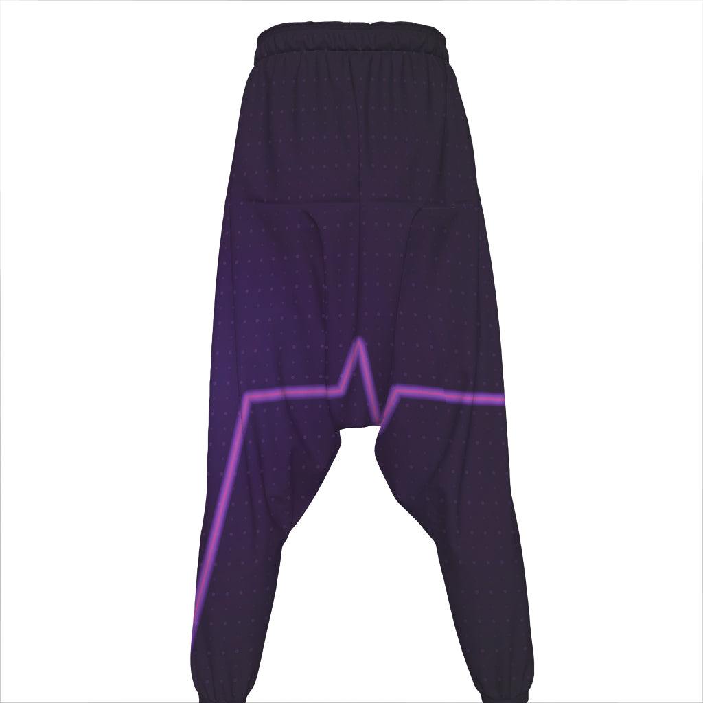Purple Heartbeat Print Hammer Pants