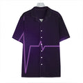 Purple Heartbeat Print Hawaiian Shirt
