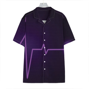 Purple Heartbeat Print Hawaiian Shirt