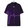 Purple Heartbeat Print Hawaiian Shirt
