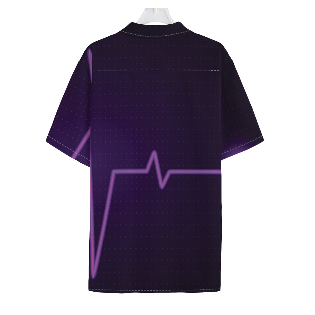Purple Heartbeat Print Hawaiian Shirt