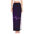 Purple Heartbeat Print High Slit Maxi Skirt