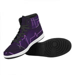 Purple Heartbeat Print High Top Leather Sneakers