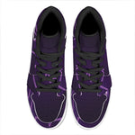 Purple Heartbeat Print High Top Leather Sneakers