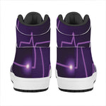 Purple Heartbeat Print High Top Leather Sneakers