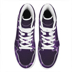 Purple Heartbeat Print High Top Leather Sneakers
