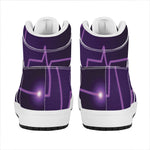 Purple Heartbeat Print High Top Leather Sneakers