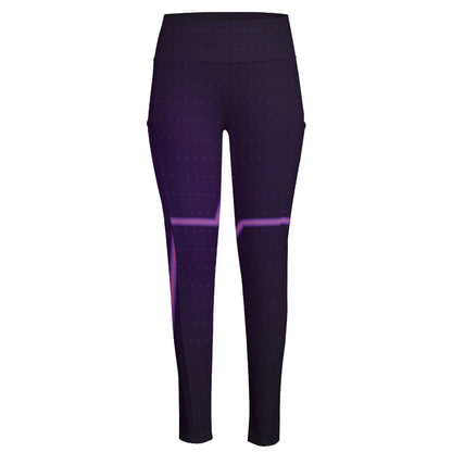 Purple Heartbeat Print High-Waisted Pocket Leggings