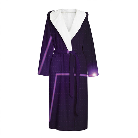 Purple Heartbeat Print Hooded Bathrobe