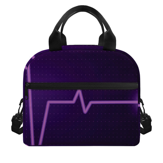 Purple Heartbeat Print Insulated Lunch Bag