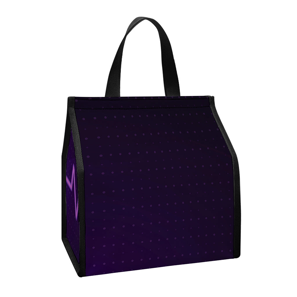 Purple Heartbeat Print Insulated Lunch Tote