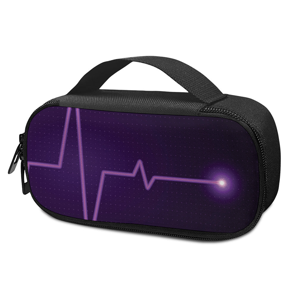Purple Heartbeat Print Insulin Cooler Travel Case