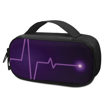 Purple Heartbeat Print Insulin Cooler Travel Case