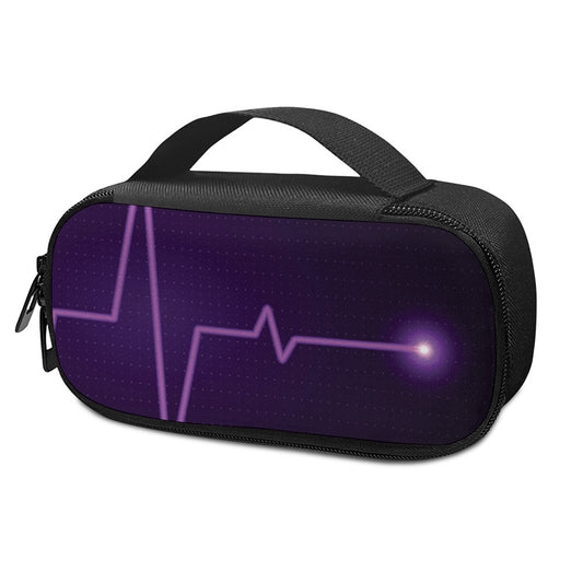 Purple Heartbeat Print Insulin Cooler Travel Case