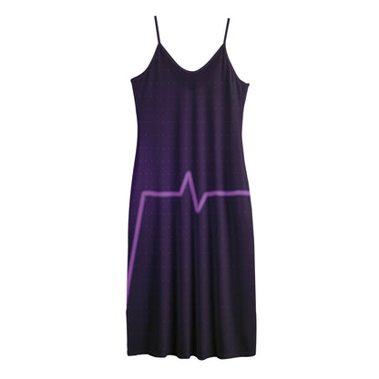 Purple Heartbeat Print Jersey Midi Cami Dress