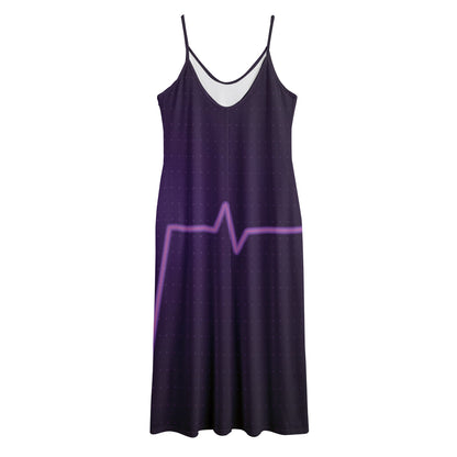 Purple Heartbeat Print Jersey Midi Cami Dress