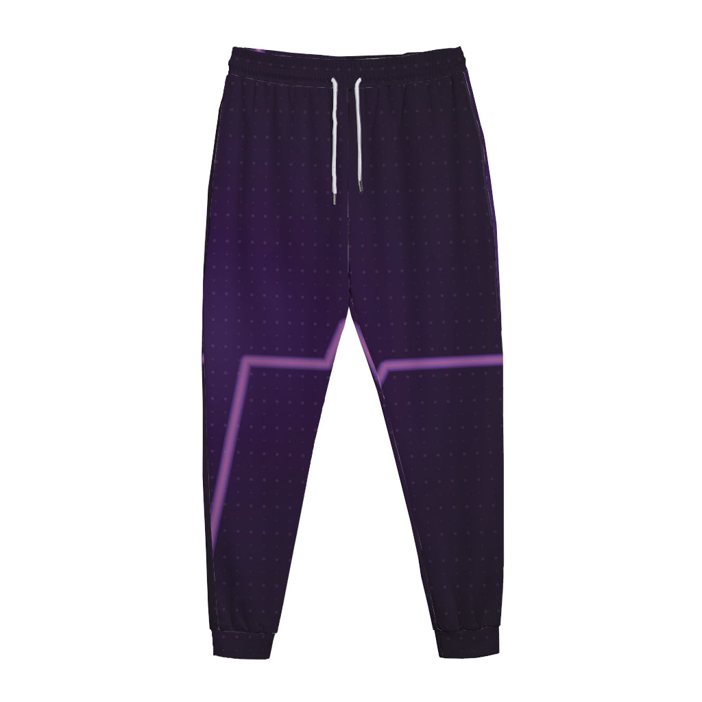 Purple Heartbeat Print Jogger Pants