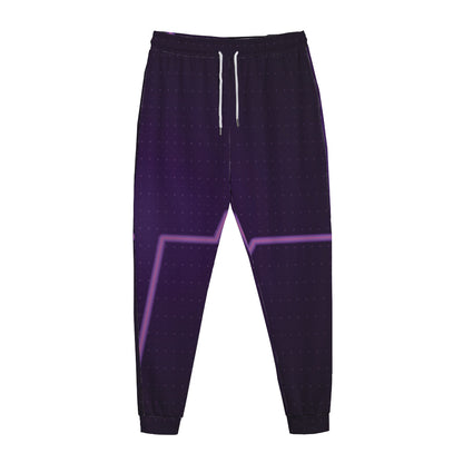 Purple Heartbeat Print Jogger Pants