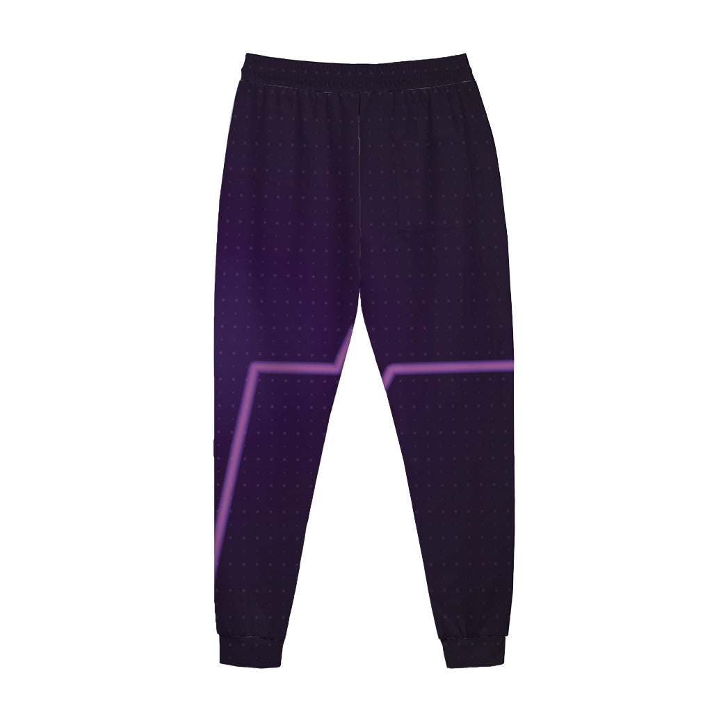 Purple Heartbeat Print Jogger Pants