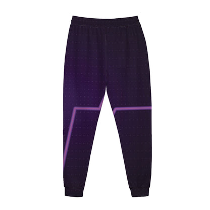 Purple Heartbeat Print Jogger Pants