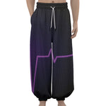 Purple Heartbeat Print Lantern Pants
