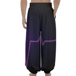 Purple Heartbeat Print Lantern Pants