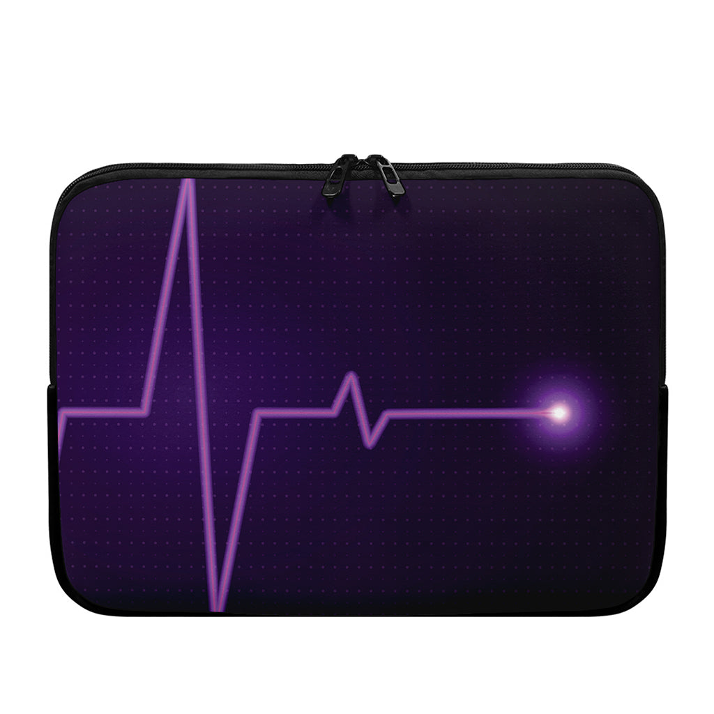 Purple Heartbeat Print Laptop Sleeve
