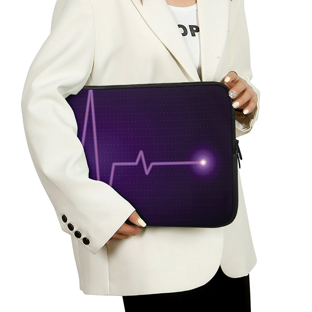 Purple Heartbeat Print Laptop Sleeve