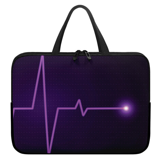 Purple Heartbeat Print Laptop Sleeve With Handle