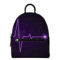 Purple Heartbeat Print Leather Backpack