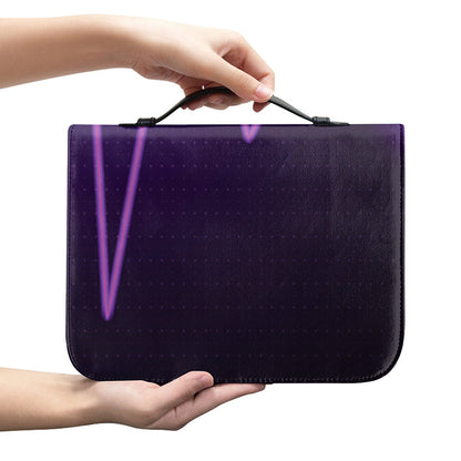 Purple Heartbeat Print Leather Bible Cover